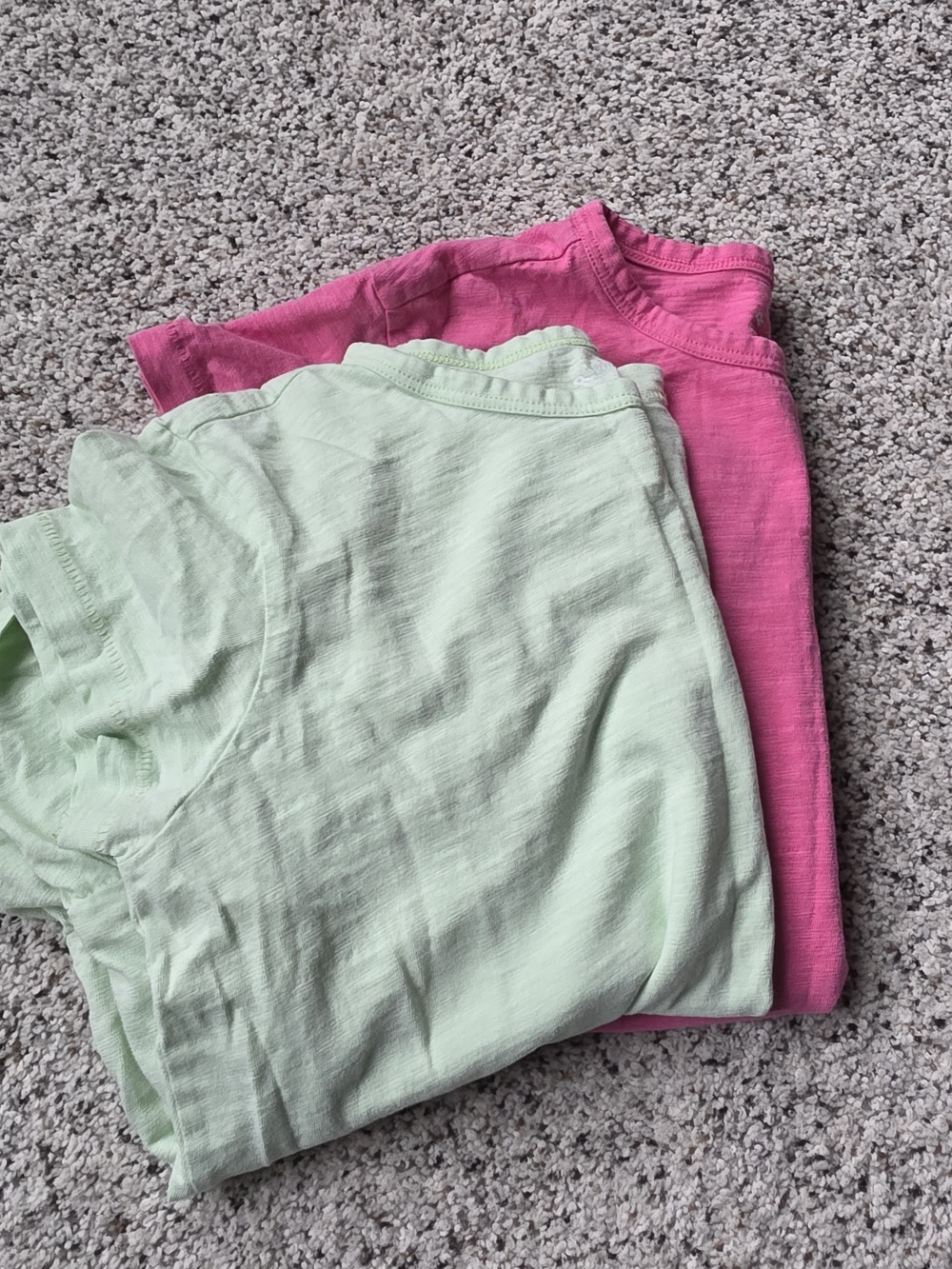 Primary Short Sleeve Crewneck Tees in Mint Green and Hot Pink